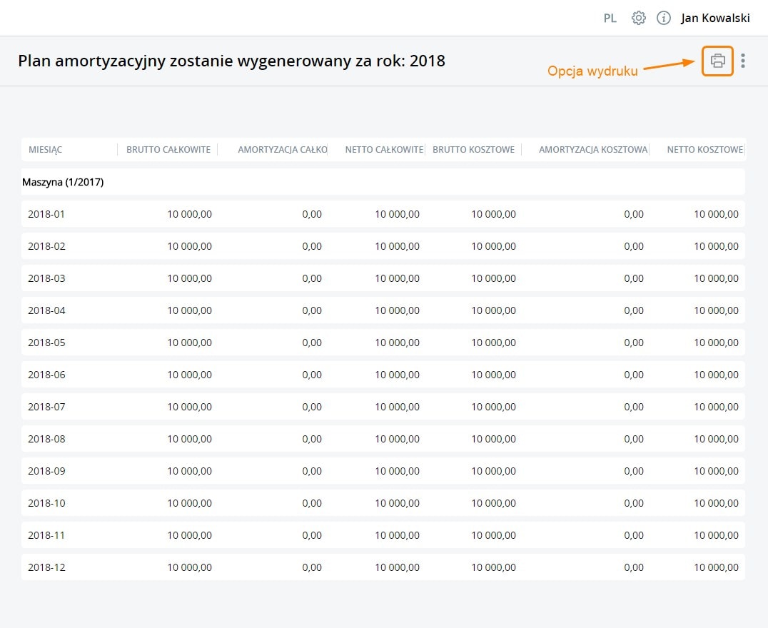 Jak Wygenerowaćwydrukować Plan Amortyzacji Baza Wiedzy Programu 0501